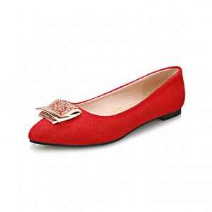 Women's Shoes Fleece Summer/ Pointed Toe Flats Office & Career / Casual Flat Heel Sparkling Glitter Black / Blue / Red
