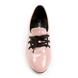 Women's / Girl's Spring / Summer / Fall / Winter Pointed Toe Patent Leather Outdoor / Dress / Casual Flat Heel Lace-upBlack / Pink /