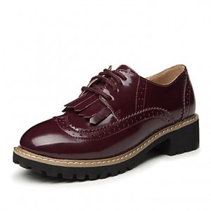 Women's Oxfords Spring / Summer / Fall Comfort Microfibre Casual Chunky Heel Lace-up Black / Burgundy Others