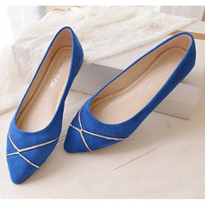 Women's Shoes Flat Heel Pointed Toe/Closed Toe Flats Casual Black/Blue/Pink